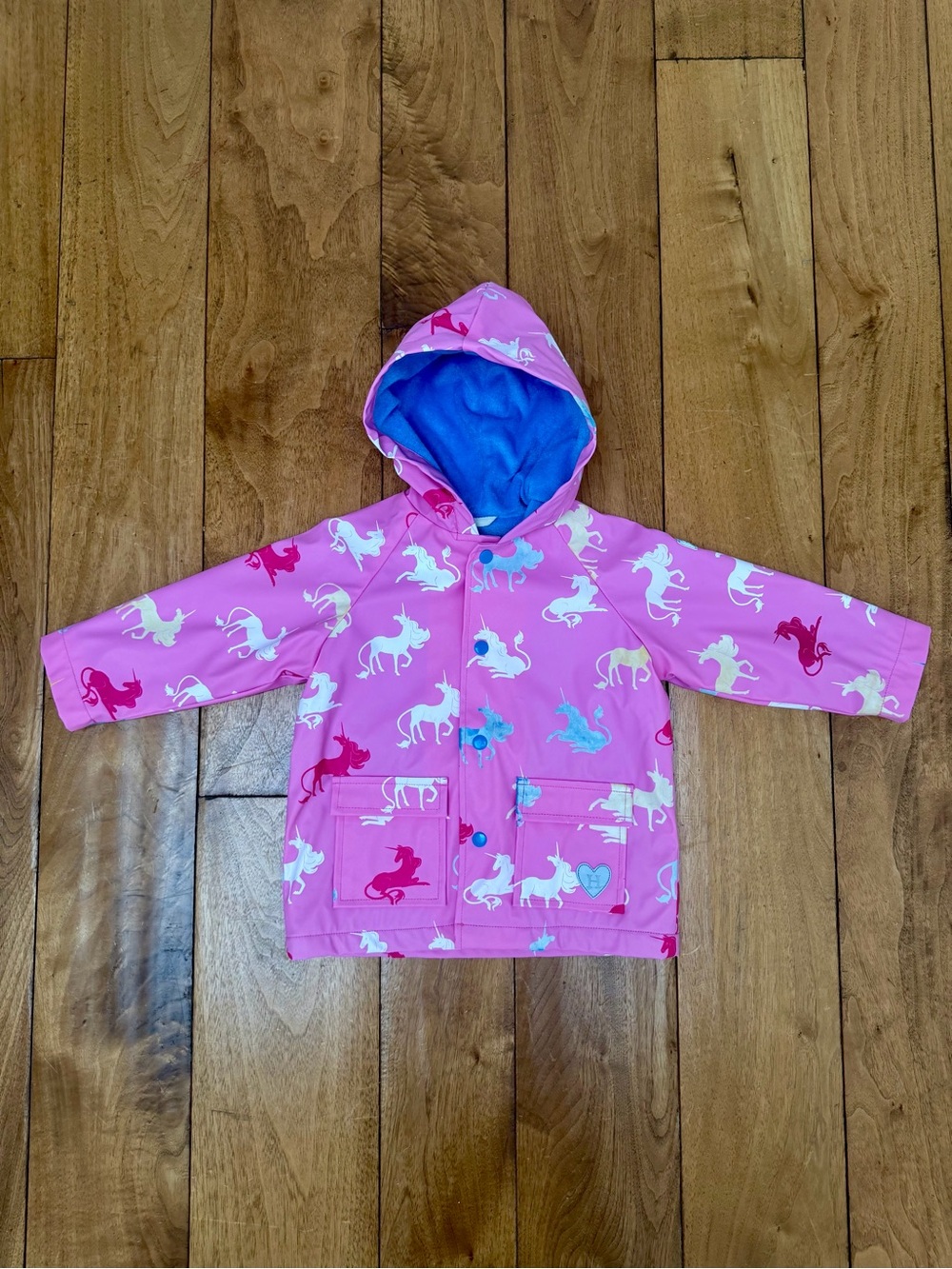 Hatley Girls Color Changing Unicorn Raincoat Pink Terry Lined Size 3